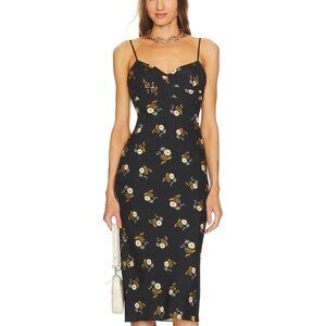 NWT - Veronica Beard - Shara Floral Stretch-Silk Dress - Black Multi / 10